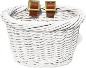 01549 Kids Front Handlebar Wicker Bike Basket, Leather Straps