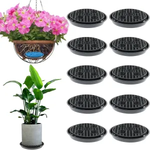 10 Set Invisble Hanging Basket Self Watering Insert, 9.4” Hanging Basket Drip Pan Invisble Self Watering Planter Insert Plant Saucers Tray Plastic Water Catcher Tray Plant Auto Watering Devices