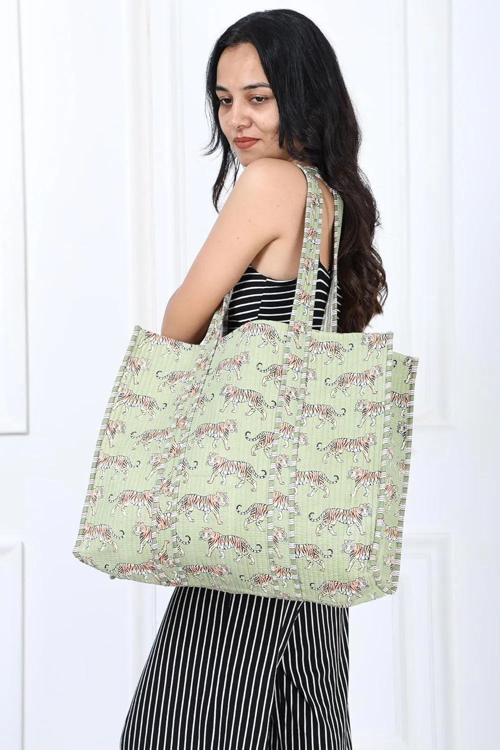 100% Cotton Shoulder Bag Tote Bag Women Reversible Shopping Bag &Grocery Bags Stylish Travel Bag Gift for Her