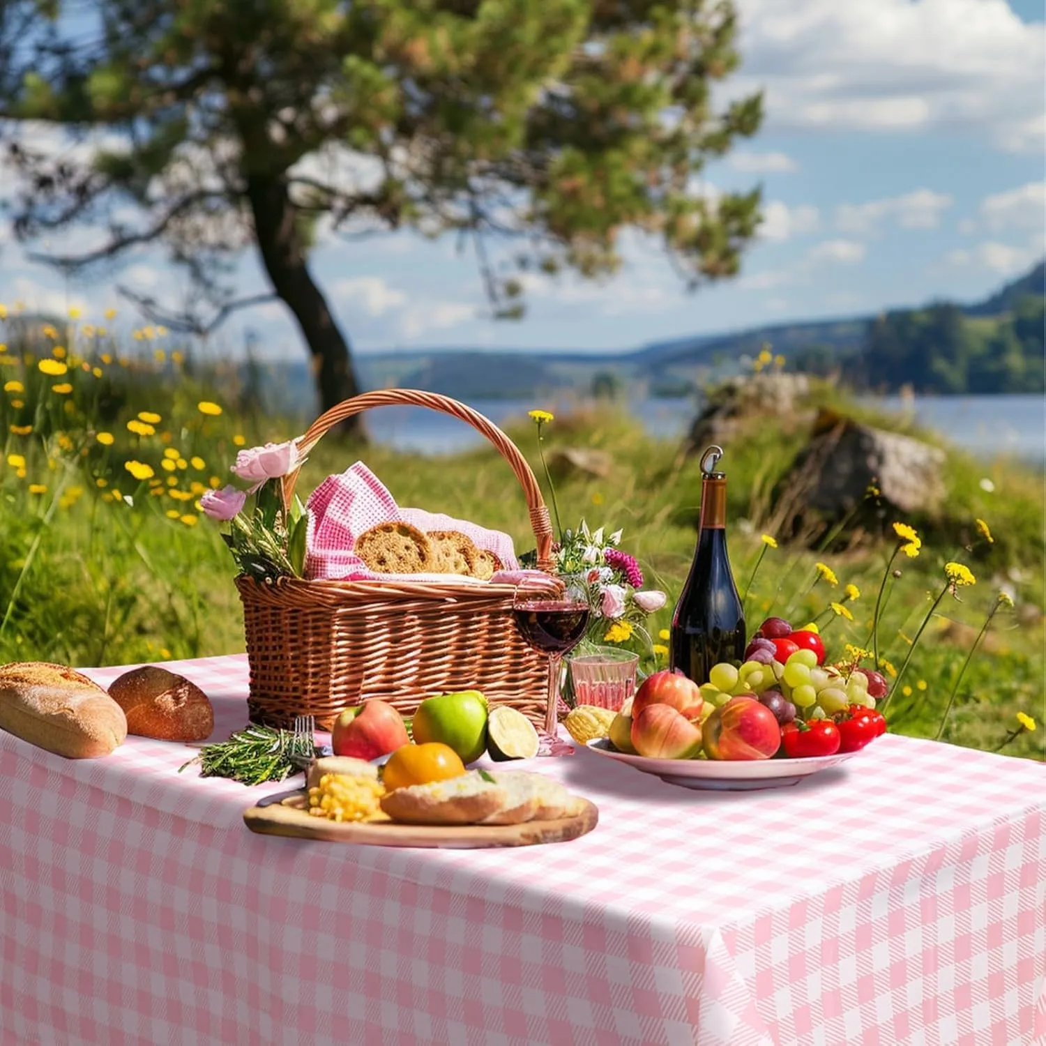 12 Pack Pink Gingham Tablecloth, 54 X 108Inch Plastic Pink Table Checkered Tablecloth Waterproof Pink and White Spring Checkered Tablecloths for Mothday’s Day Picnic Birthday Barbecue Parties