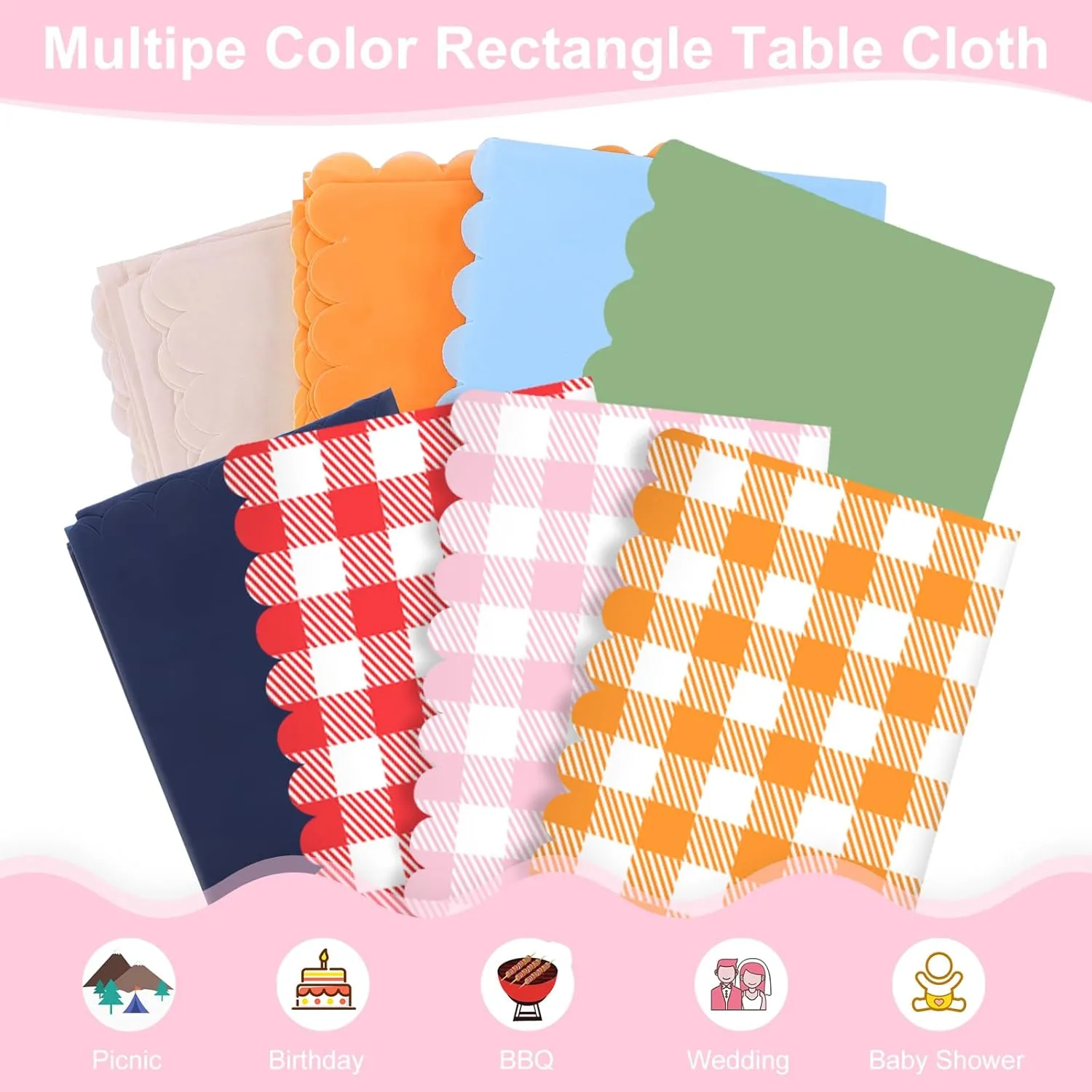 12 Pack Pink Gingham Tablecloth, 54 X 108Inch Plastic Pink Table Checkered Tablecloth Waterproof Pink and White Spring Checkered Tablecloths for Mothday’s Day Picnic Birthday Barbecue Parties