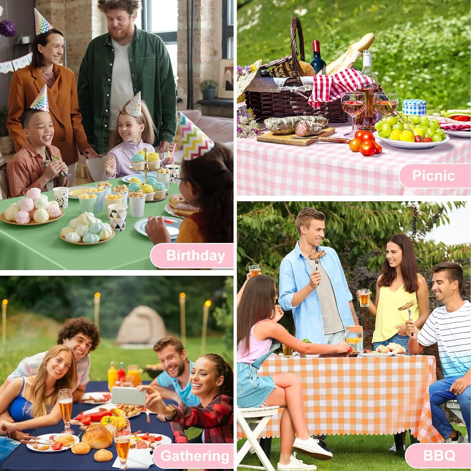 12 Pack Pink Gingham Tablecloth, 54 X 108Inch Plastic Pink Table Checkered Tablecloth Waterproof Pink and White Spring Checkered Tablecloths for Mothday’s Day Picnic Birthday Barbecue Parties