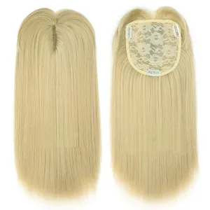 14" Shoulder-Length Straight Toupee Clip in Forehead Hairpiece for Thinning Hair Blonde