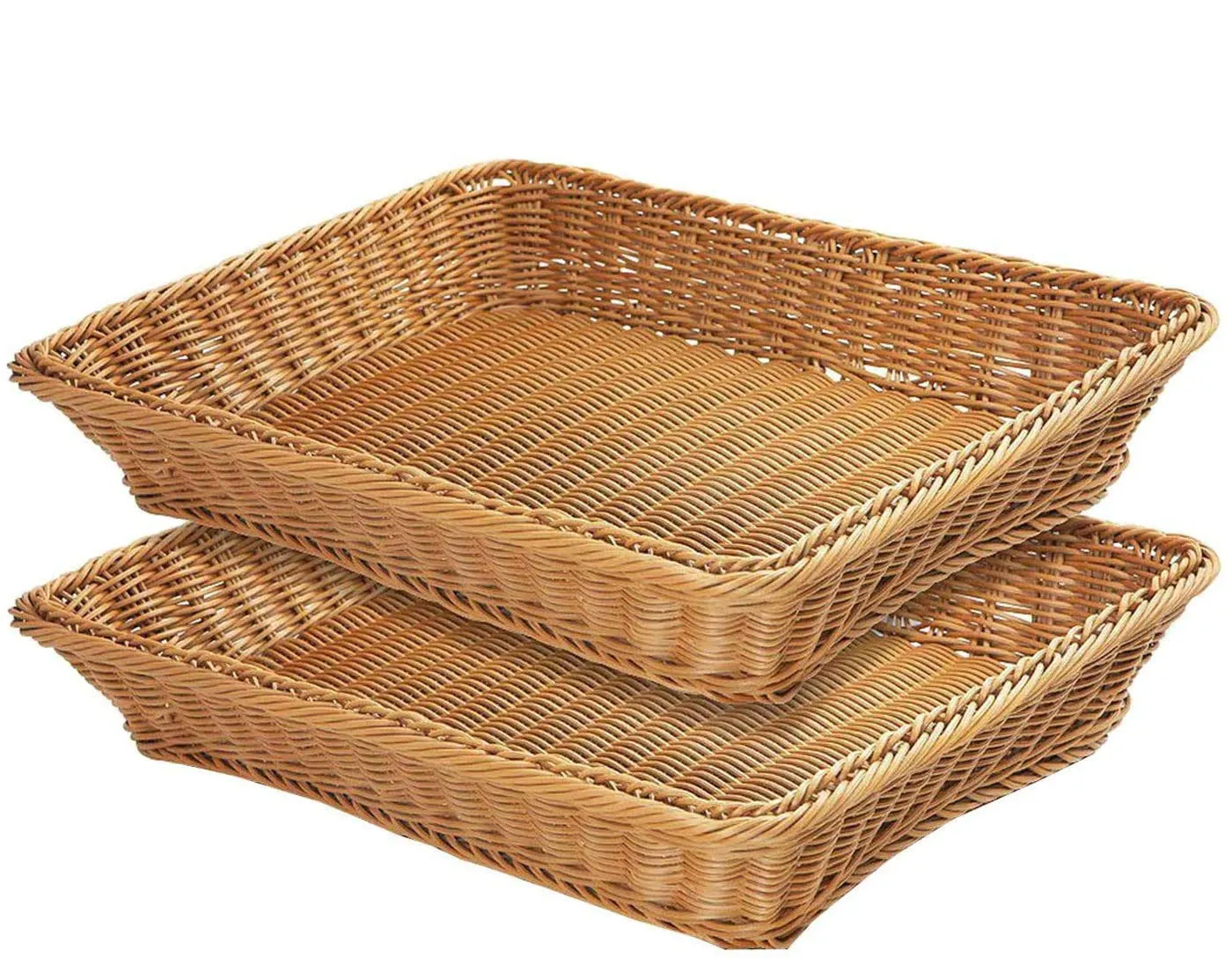 15.8" Fruit Baskets Wicker Bread Basket, Woven Tabletop Food Fruit Vegetables Serving, Restaurant Serving Basket,Brown(2 PACKS)