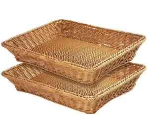 15.8" Fruit Baskets Wicker Bread Basket, Woven Tabletop Food Fruit Vegetables Serving, Restaurant Serving Basket,Brown(2 PACKS)