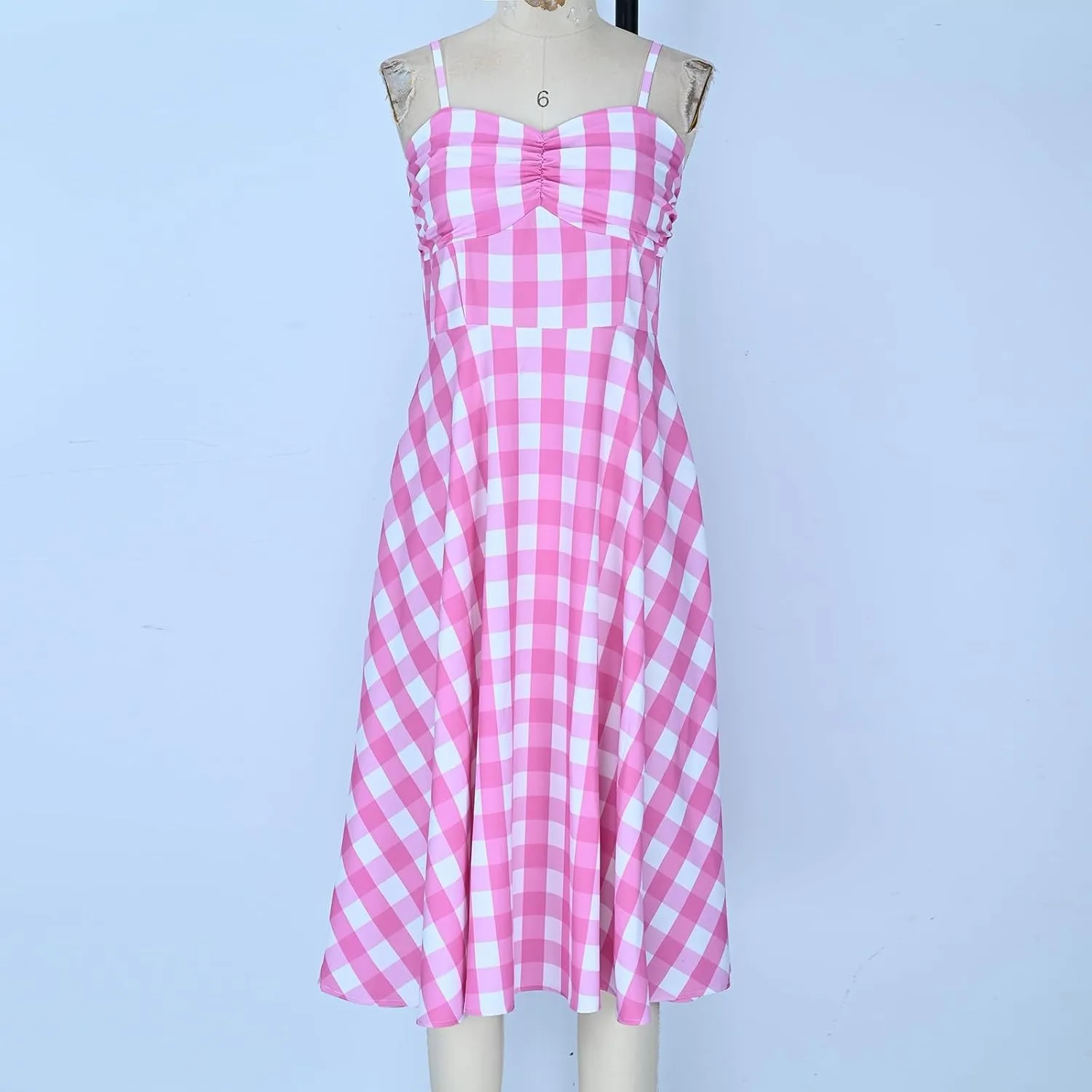 1950s Retro Plaid Dress for Women 60s Rockabilly Homecoming Pinup Gingham Dresses Vintage Spaghetti Strap Hepburn Dress