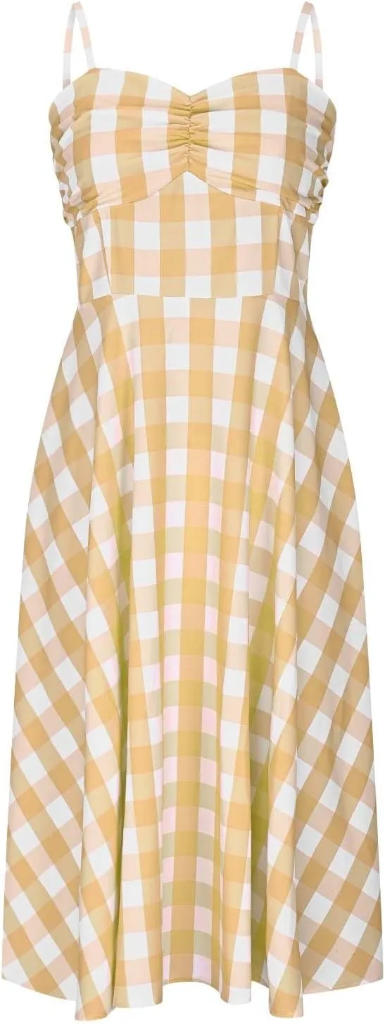 1950s Retro Plaid Dress for Women 60s Rockabilly Homecoming Pinup Gingham Dresses Vintage Spaghetti Strap Hepburn Dress