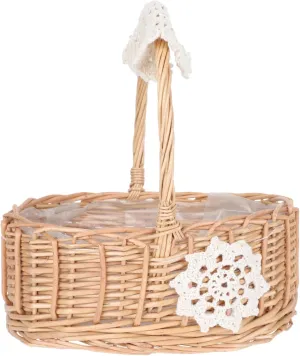 1pc Natural Rattan Basket Decorative Rural Style Storage for Eggs Beach Bag Home Decor