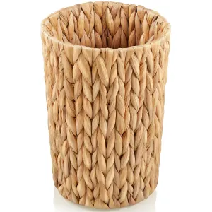 2 Gallon Wicker Trash Can, Woven Water Hyacinth Wicker Waste Basket for Bathroom, Small Trash Can for Bedroom, Round Garbage Can for Boho Decor Bedroom Bathroom