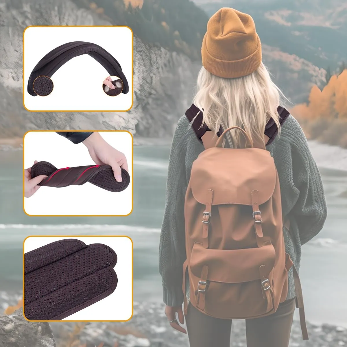 2 Pack Universal Shoulder Pads for Bags Non-Slip Thick Enhance The Comfort and Stability of Shoulder Bags,Messenger Bags,Backpacks and Belts-Perfect for Outdoor Sports Enthusiasts