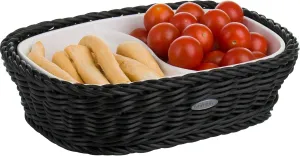 2101619160 Rectangular 2 Porcelain Divided Basket, Black