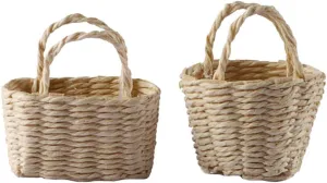 2Pcs Miniature Woven Bamboo Baskets for Dollhouse Decor Handheld Easter Basket Props for Crafts and Party Favors Stylish Decorative Storage