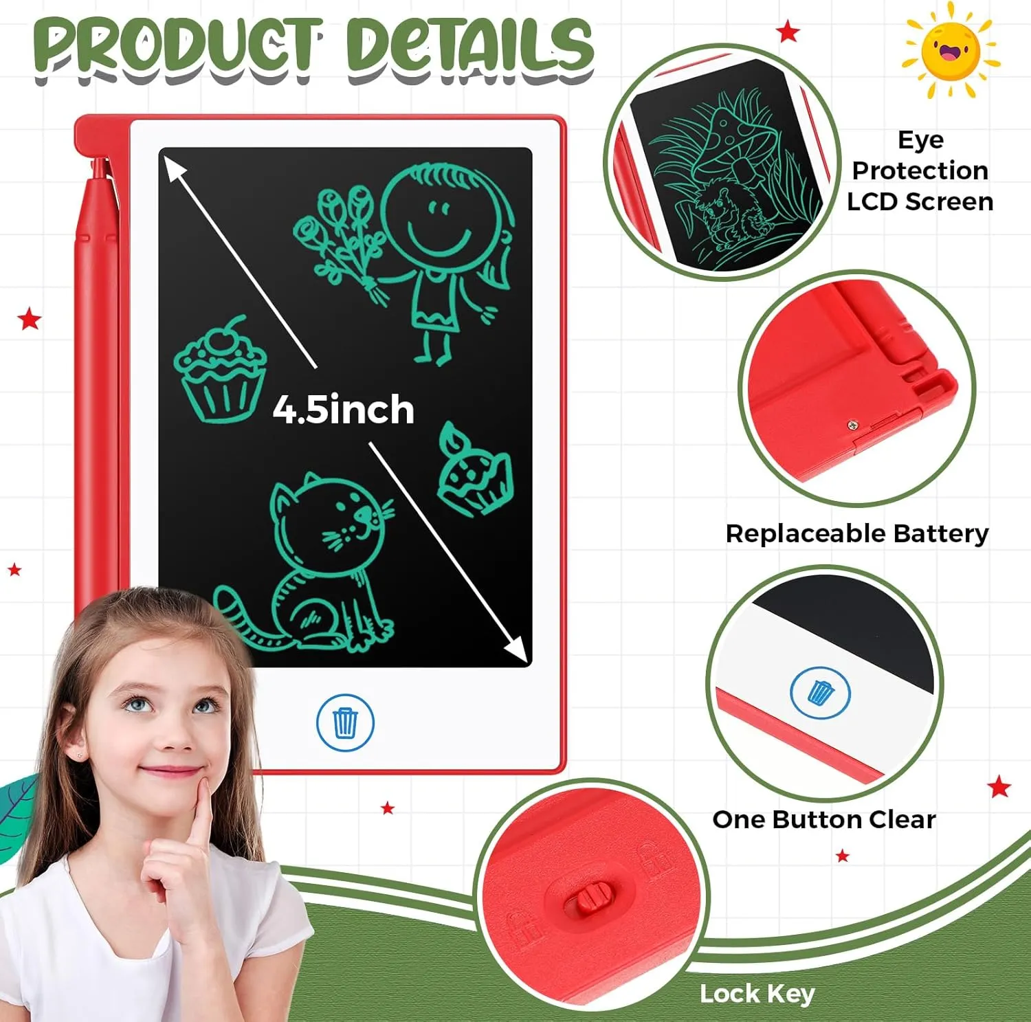 32 Pieces Mini LCD Writing Tablet 4.5 Inch Educational Toys Learning Writing Pad Erasable Drawing Pad Reusable Learning Toy Gift Preschool Art Toys for Girls Boys Birthday Favor (Bright Colors)
