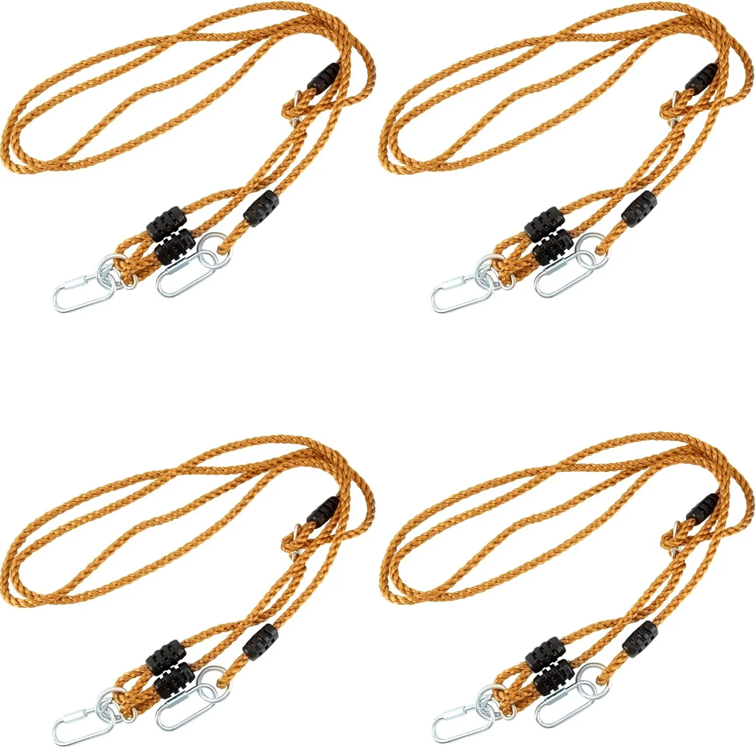 4 Pcs Adjustable Swing Rope Hanging Tree Swing Hammock Nylon Extension Rope Strap Kit with Carabiners for Indoor Outdoor Playground Swing Accessories
