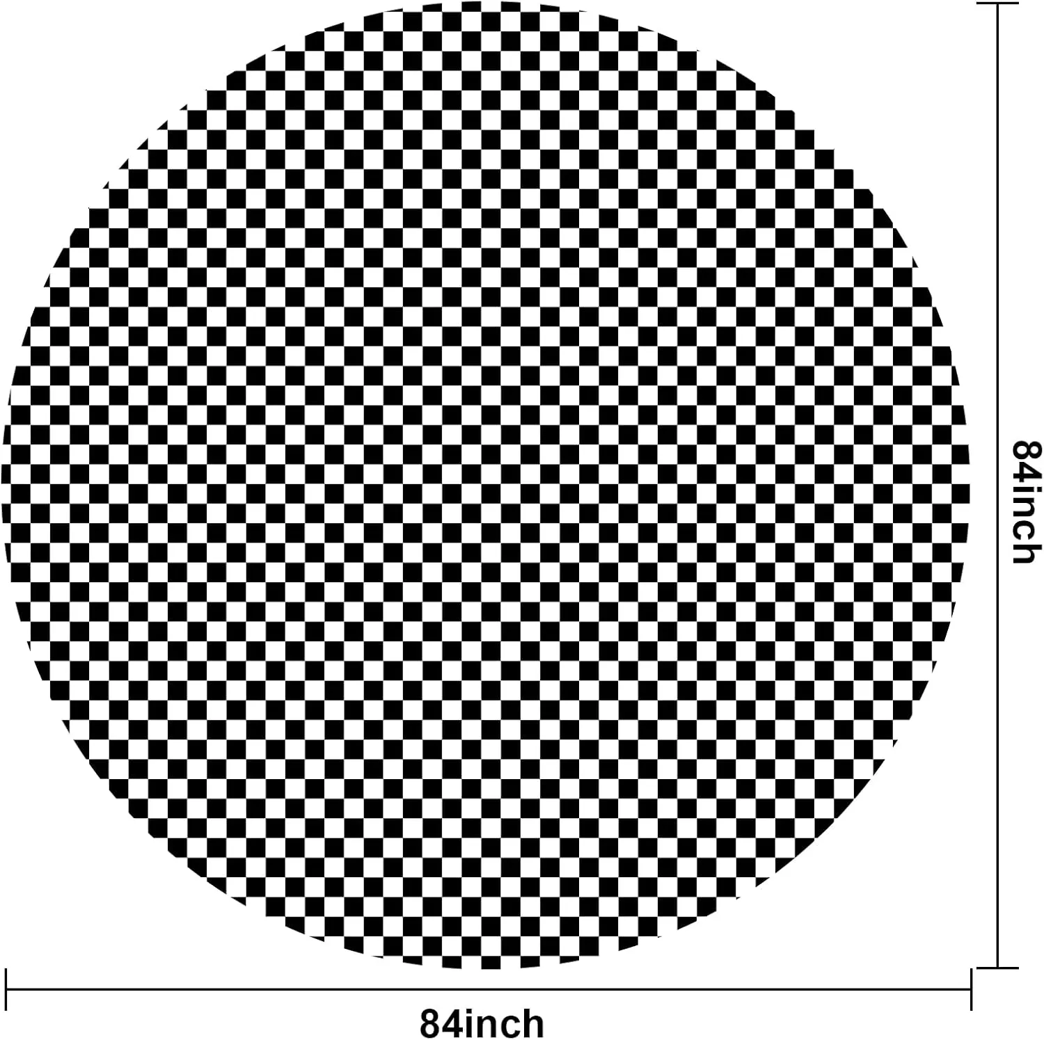6 Pcs Black and White Checkered Tablecloths, 84 Inches Black Checkered Flag Round Table Cover, Disposable Plastic Gingham Racing Table Cover for Picnic, Truck, Car Birthday Party Supplies
