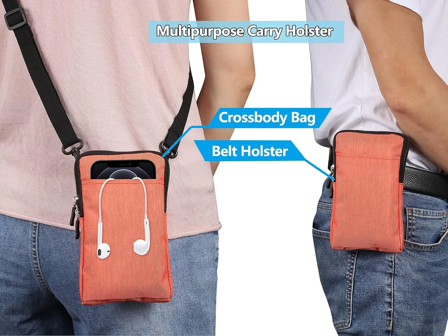 7.2 inch Mens Holster Compatible with Honor Magic V2,Mini Crossbody Bag Shoulder Bag Compatible with Men, Small Messenger Bag Compatible with Samsung Galaxy Fold 6/5/4/3(Orange)