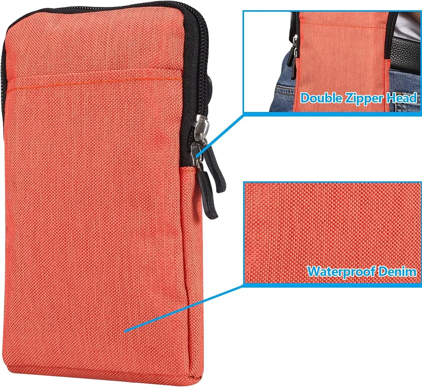 7.2 inch Mens Holster Compatible with Honor Magic V2,Mini Crossbody Bag Shoulder Bag Compatible with Men, Small Messenger Bag Compatible with Samsung Galaxy Fold 6/5/4/3(Orange)