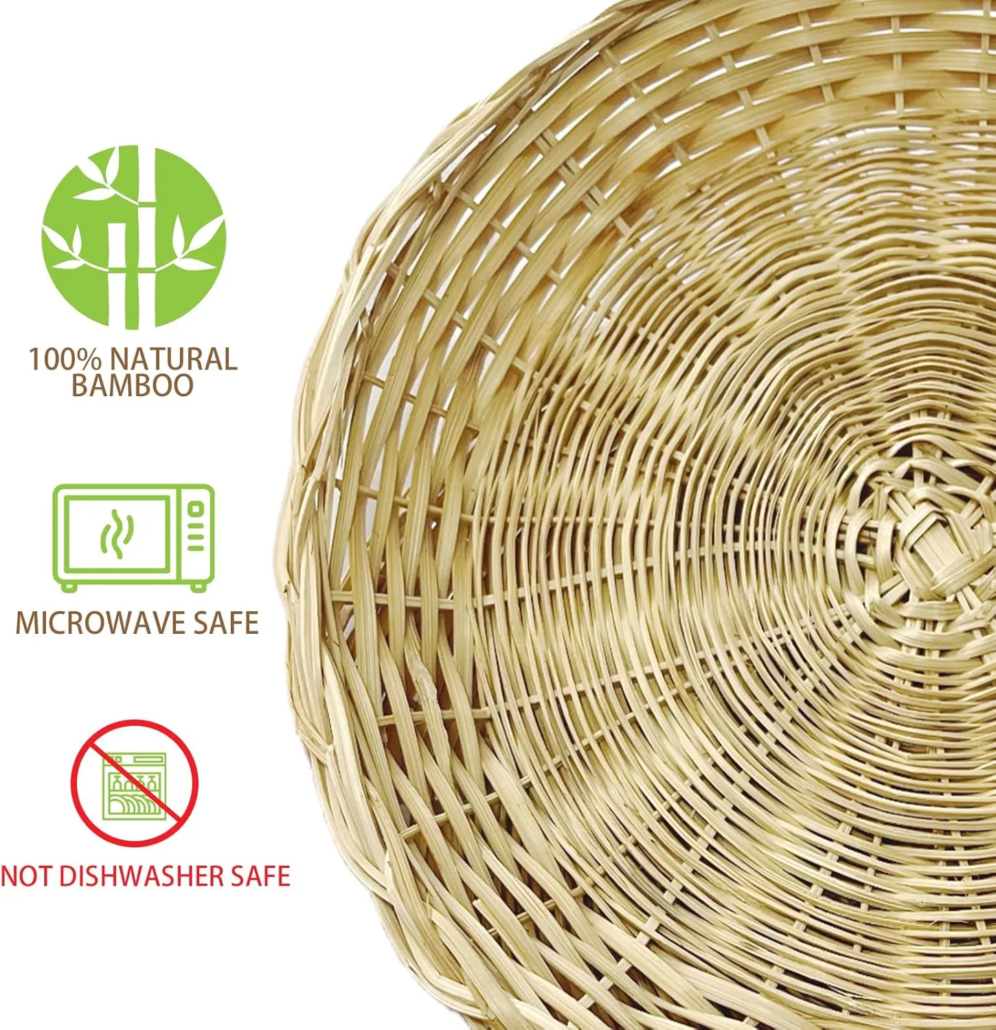 9.5inch 4PCS Handmade Wicker Paper Plate Holder Set of 4 Heavy Duty Bamboo Paper Plate Holders Reuseable For Home Party Daily Dinning Picnic as Wall Decoration 4 PCS