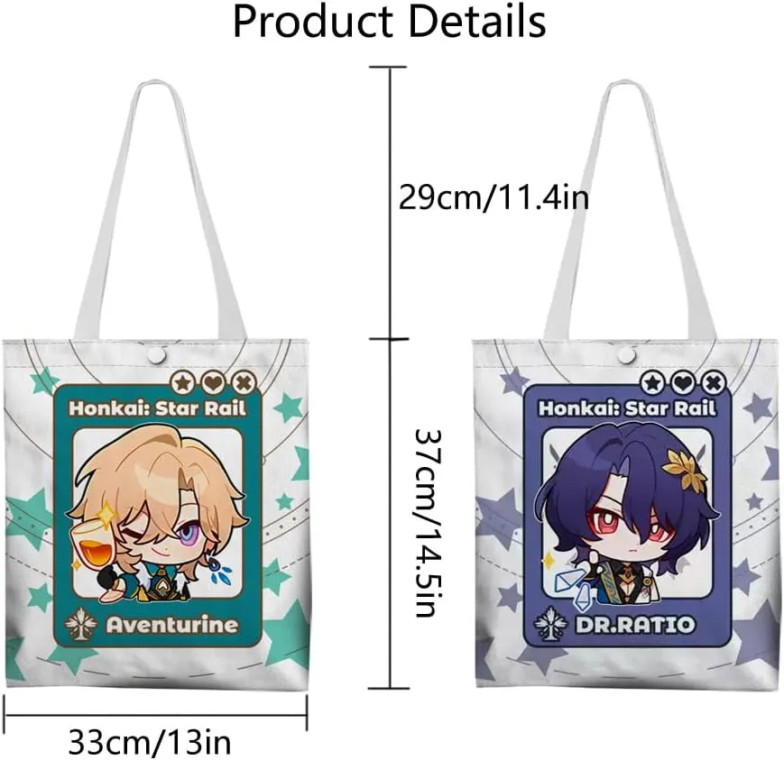 Acheron Robin Tote Bags Game Honkai Star Rail Firefly Boothill Canvas Crossbody Hobo Bags Large Handbags for Unisex