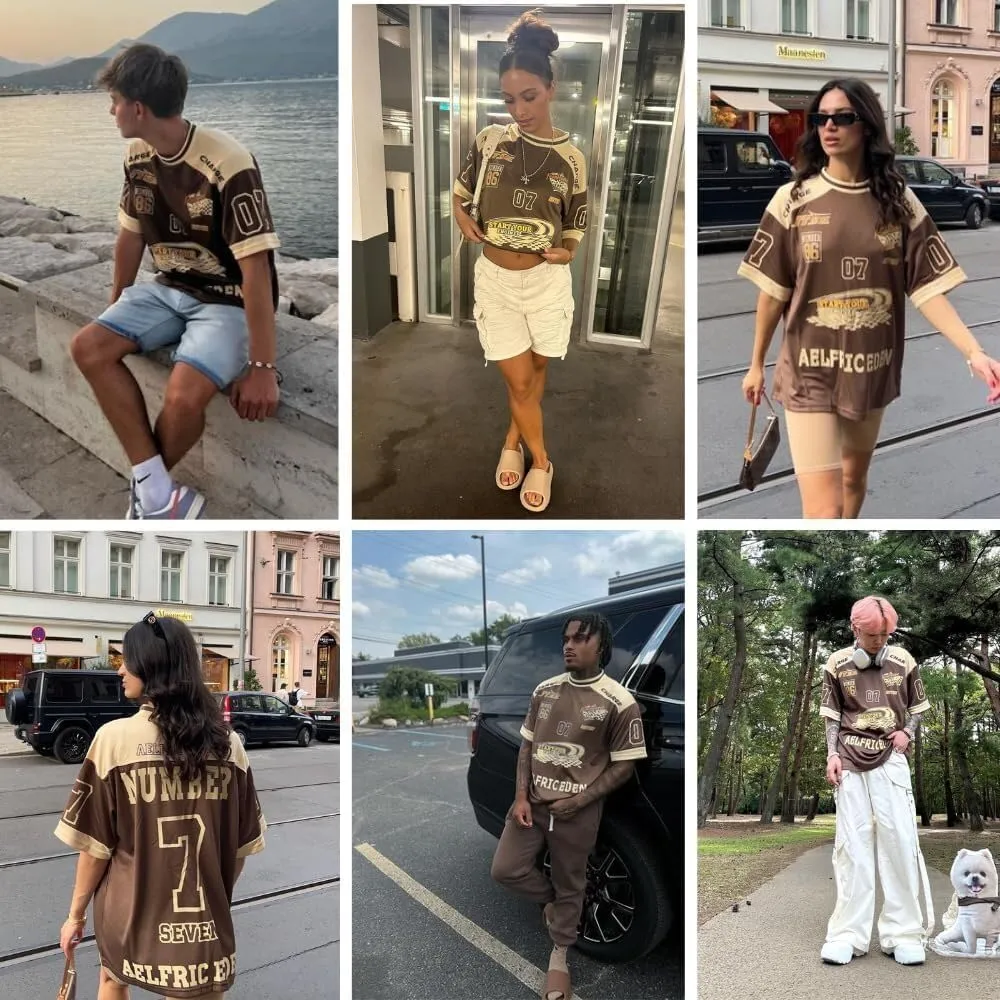 Aelfric Eden 90s Oversized T Shirts Unisex Grahpic Jersey Printed Casual Tees Streetwear Vintage Summer Top Tshirt