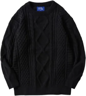 Aelfric Eden Women Sweater Vintage Cable Knit Sweater Casual Oversized Sweater Pullover