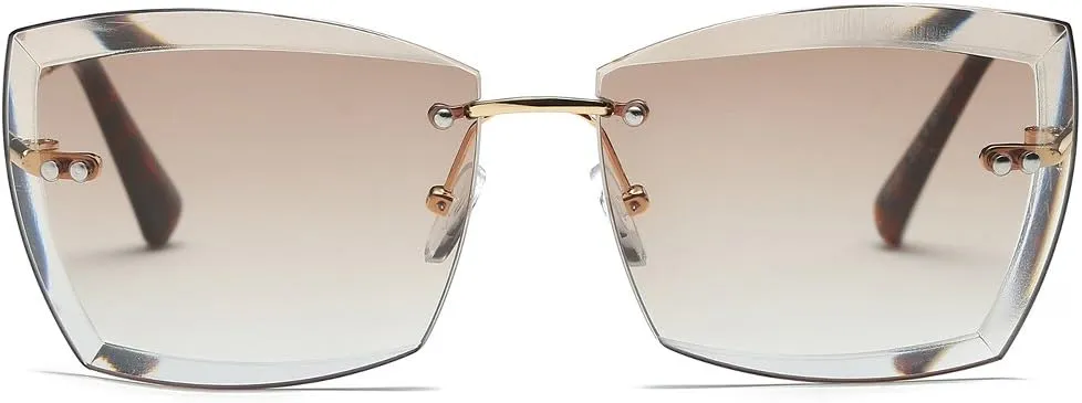 AEVOGUE Sunglasses For Women Oversized Rimless Diamond Cutting Square Glasses AE0528