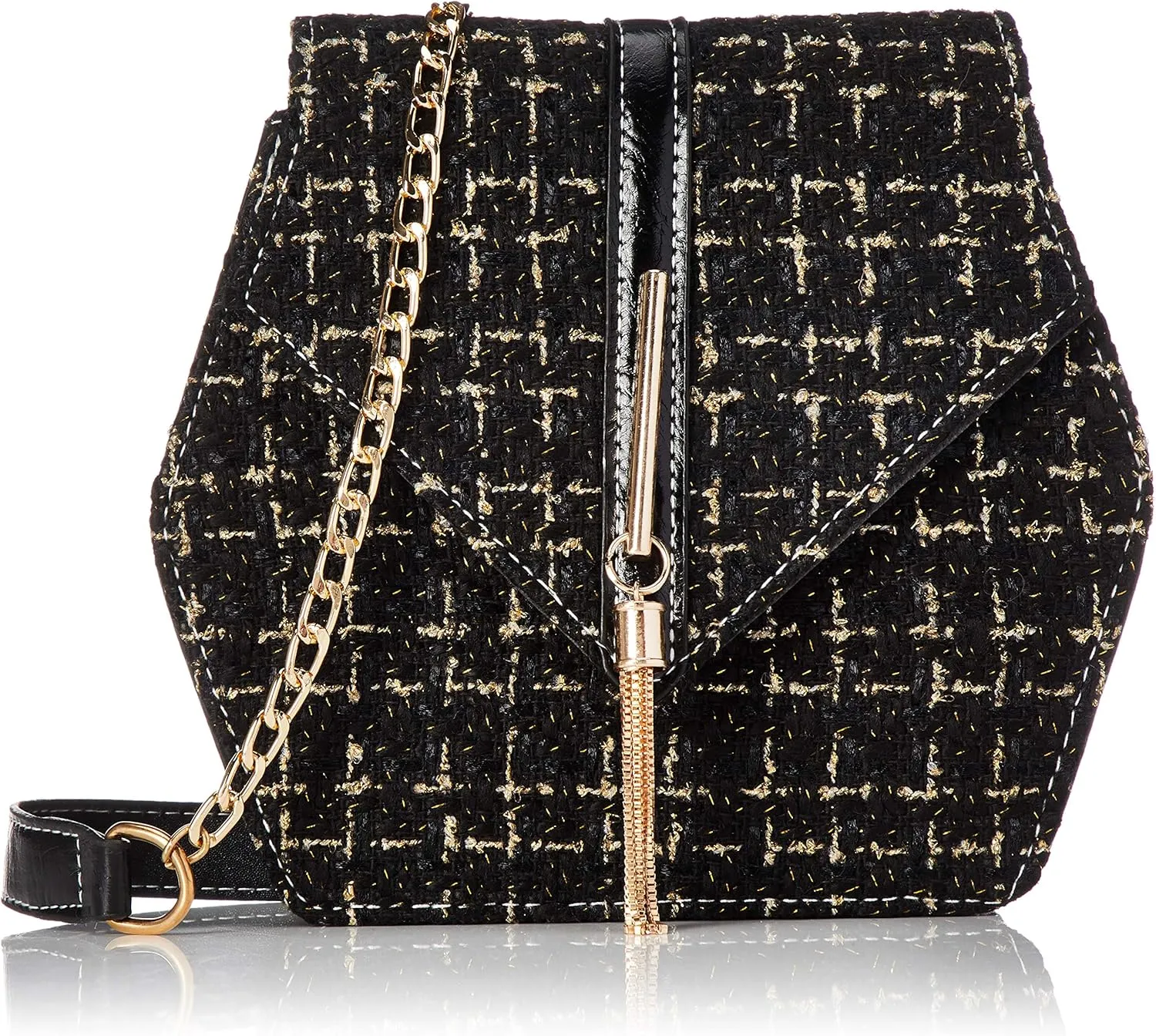 Aimoon(アイモン) Women's, Hexagon Shape, Crossbody, Small, with Fringe, Shoulder Bag