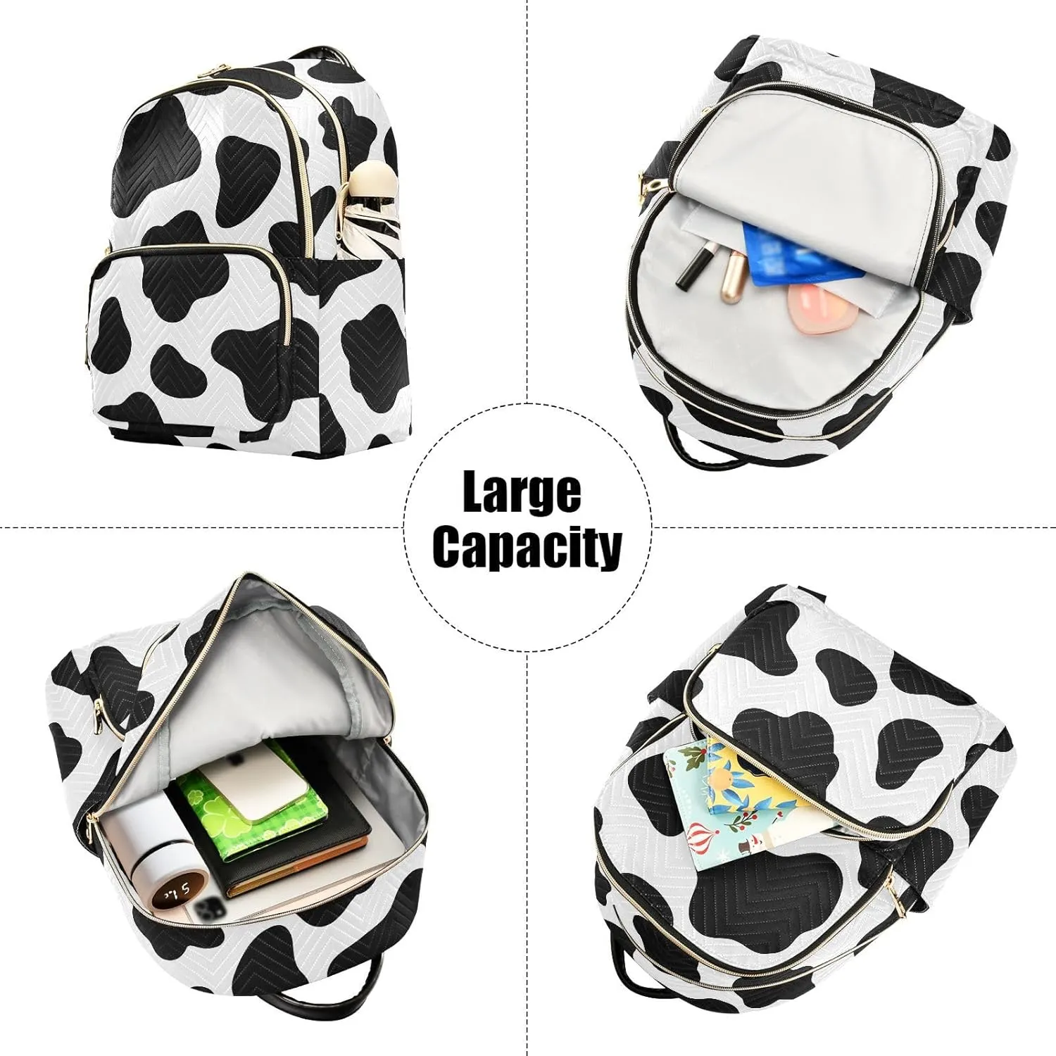 ALAZA Mini Backpack for Women, Cow Printed Travel Backpack Purse for Ladies, Small Bookbag Daypack Shoulder Bag M