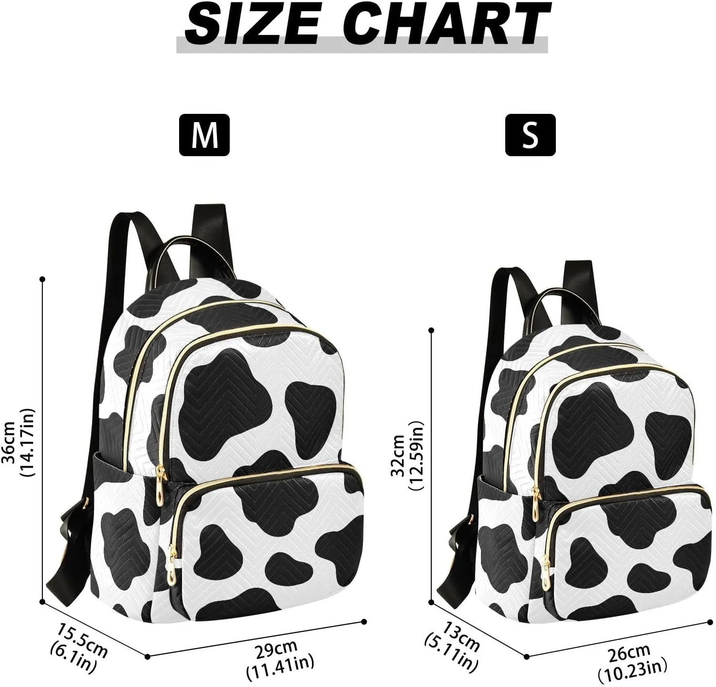 ALAZA Mini Backpack for Women, Cow Printed Travel Backpack Purse for Ladies, Small Bookbag Daypack Shoulder Bag M