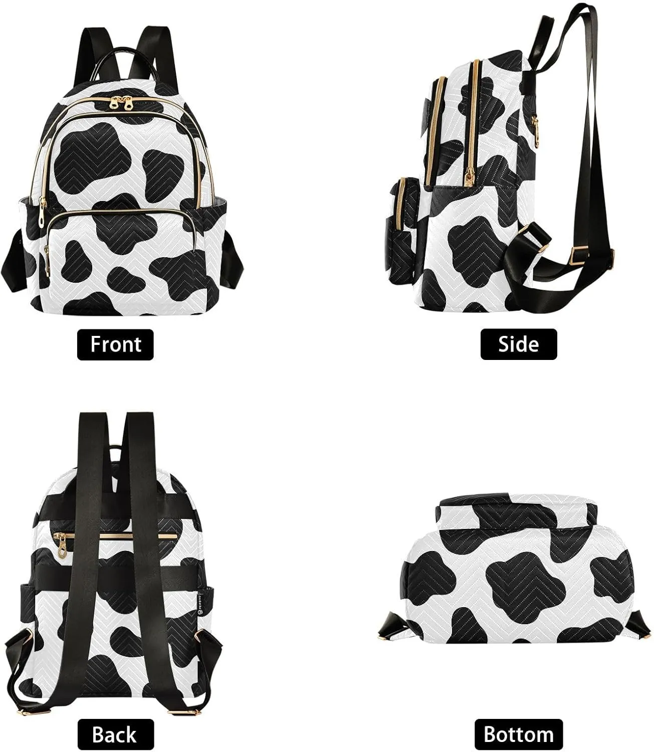 ALAZA Mini Backpack for Women, Cow Printed Travel Backpack Purse for Ladies, Small Bookbag Daypack Shoulder Bag M