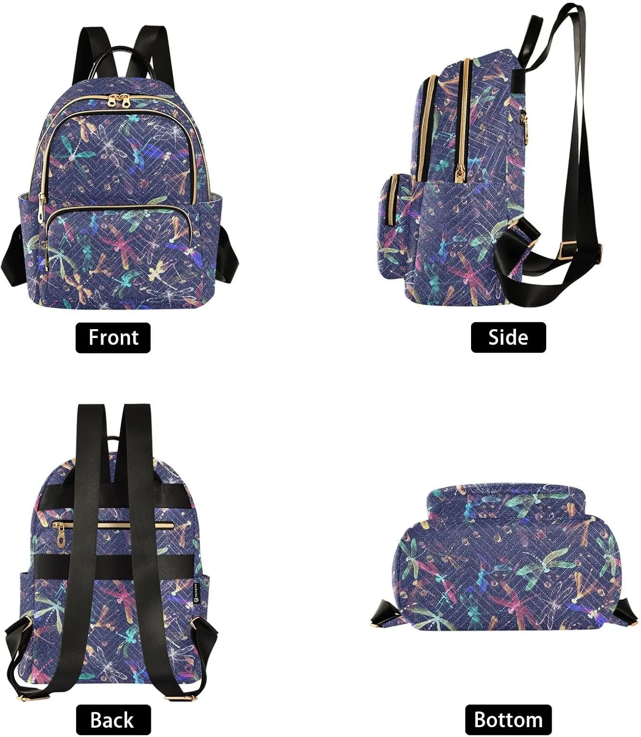 ALAZA Mini Backpack for Women, Dragonflies and Water Droplets Travel Backpack Purse for Ladies, Small Bookbag Daypack Shoulder Bag M