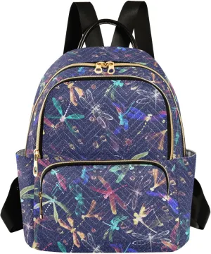ALAZA Mini Backpack for Women, Dragonflies and Water Droplets Travel Backpack Purse for Ladies, Small Bookbag Daypack Shoulder Bag M