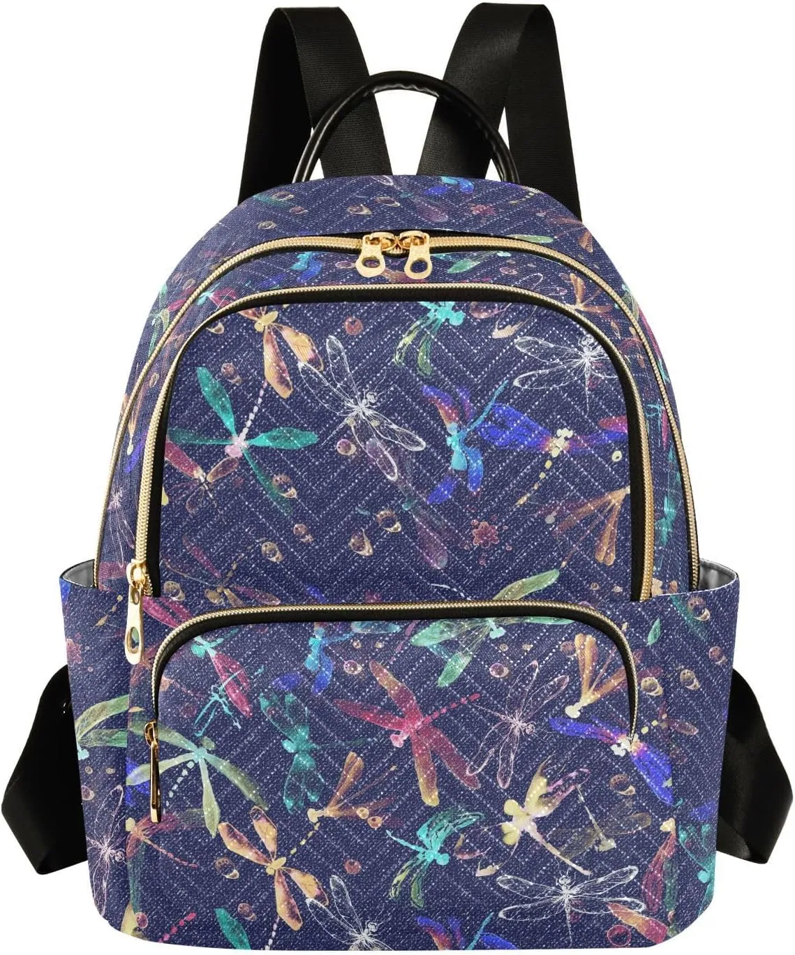 ALAZA Mini Backpack for Women, Dragonflies and Water Droplets Travel Backpack Purse for Ladies, Small Bookbag Daypack Shoulder Bag M