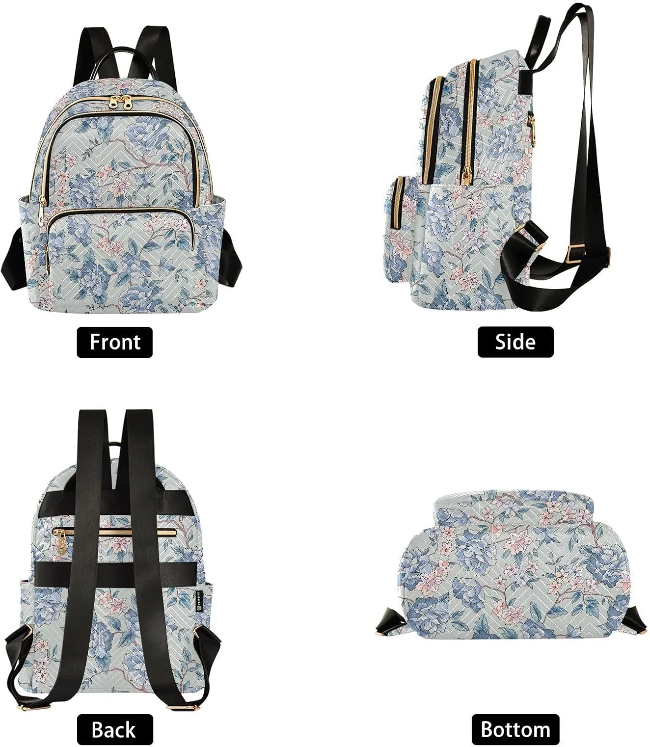 ALAZA Mini Backpack for Women, Flourish Ornamental Garden Travel Backpack Purse for Ladies, Small Bookbag Daypack Shoulder Bag M
