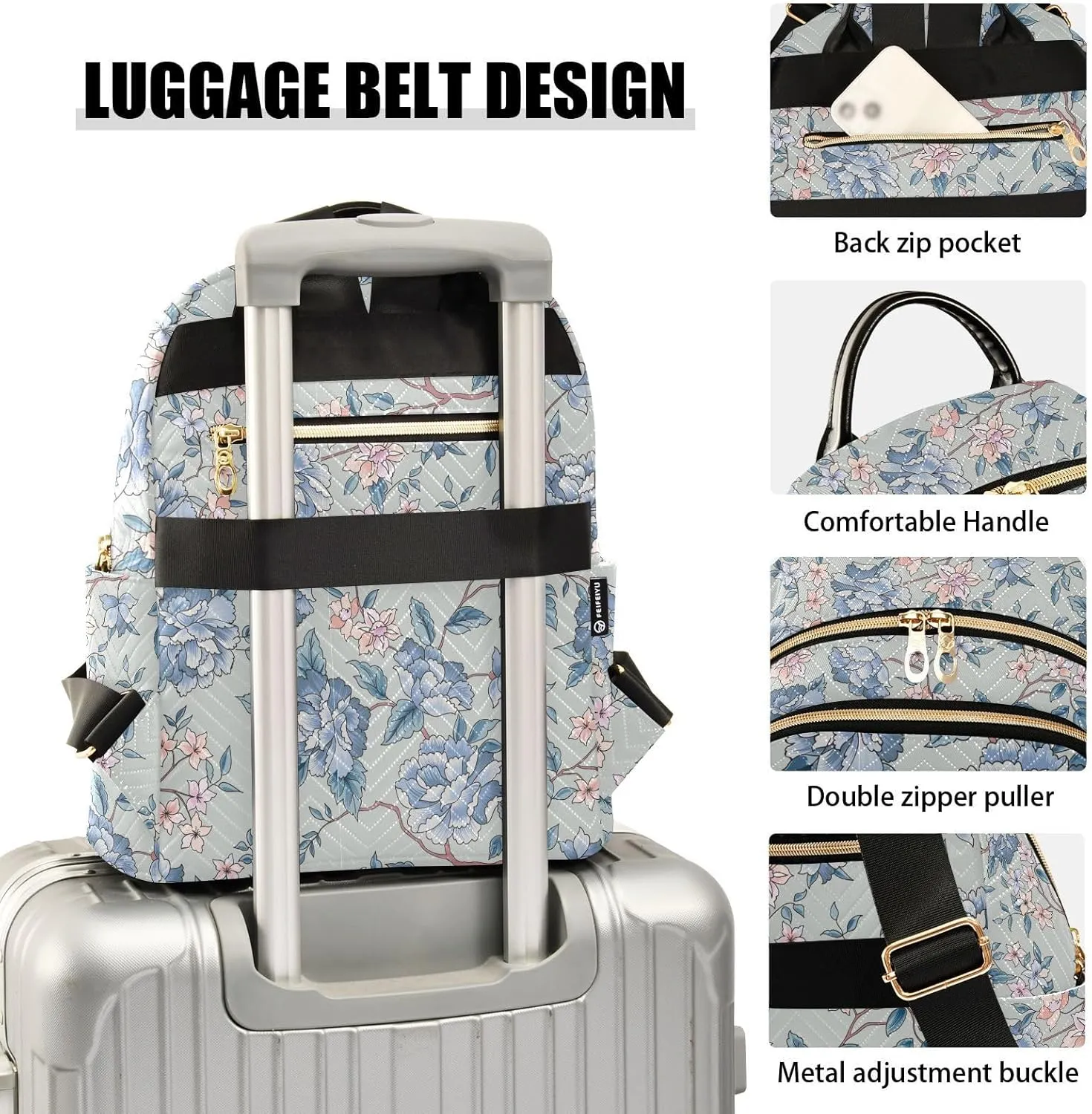ALAZA Mini Backpack for Women, Flourish Ornamental Garden Travel Backpack Purse for Ladies, Small Bookbag Daypack Shoulder Bag M
