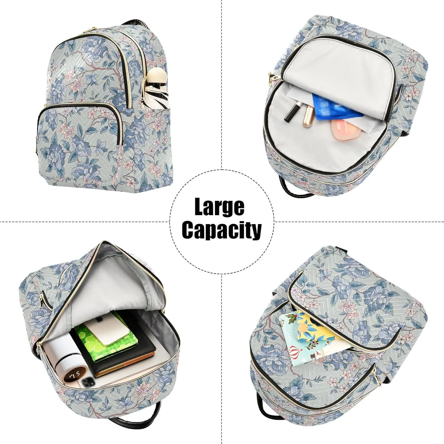 ALAZA Mini Backpack for Women, Flourish Ornamental Garden Travel Backpack Purse for Ladies, Small Bookbag Daypack Shoulder Bag M