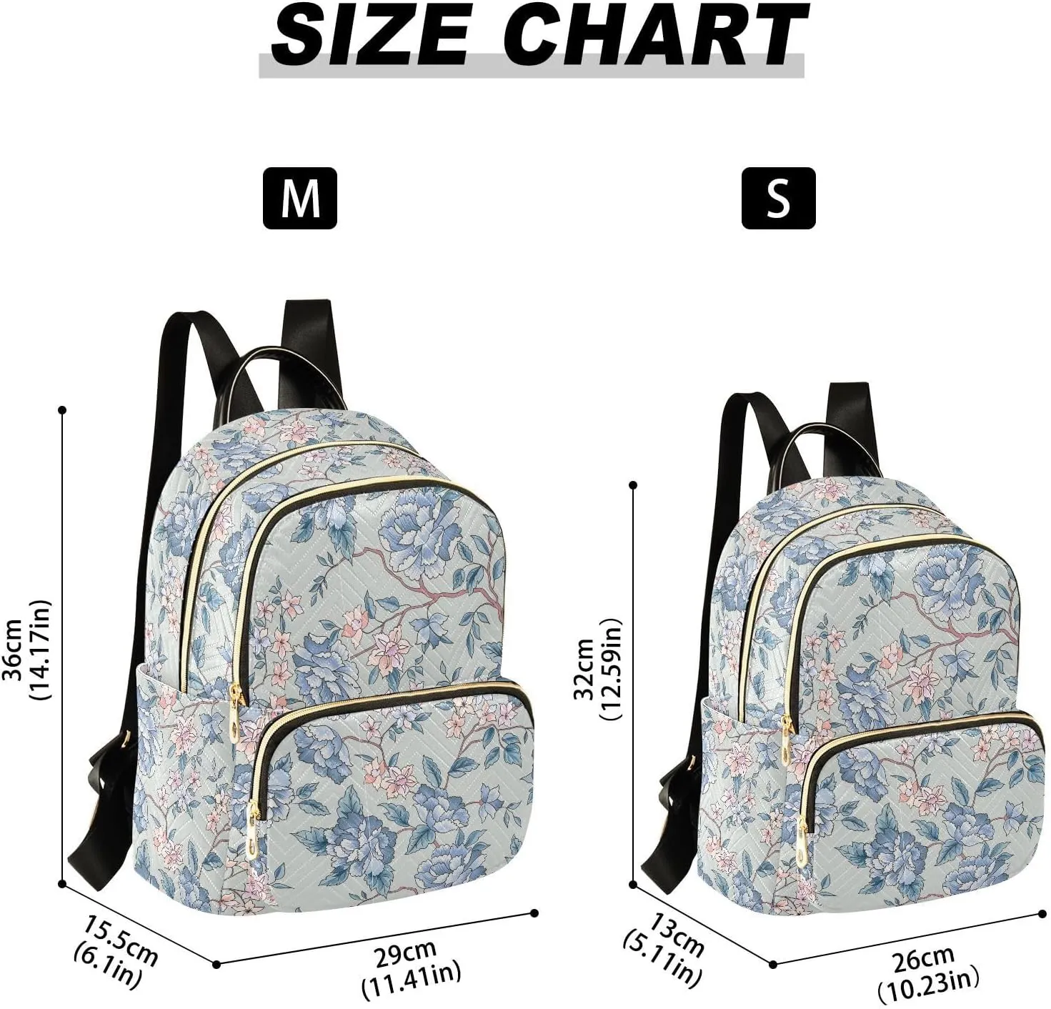 ALAZA Mini Backpack for Women, Flourish Ornamental Garden Travel Backpack Purse for Ladies, Small Bookbag Daypack Shoulder Bag M