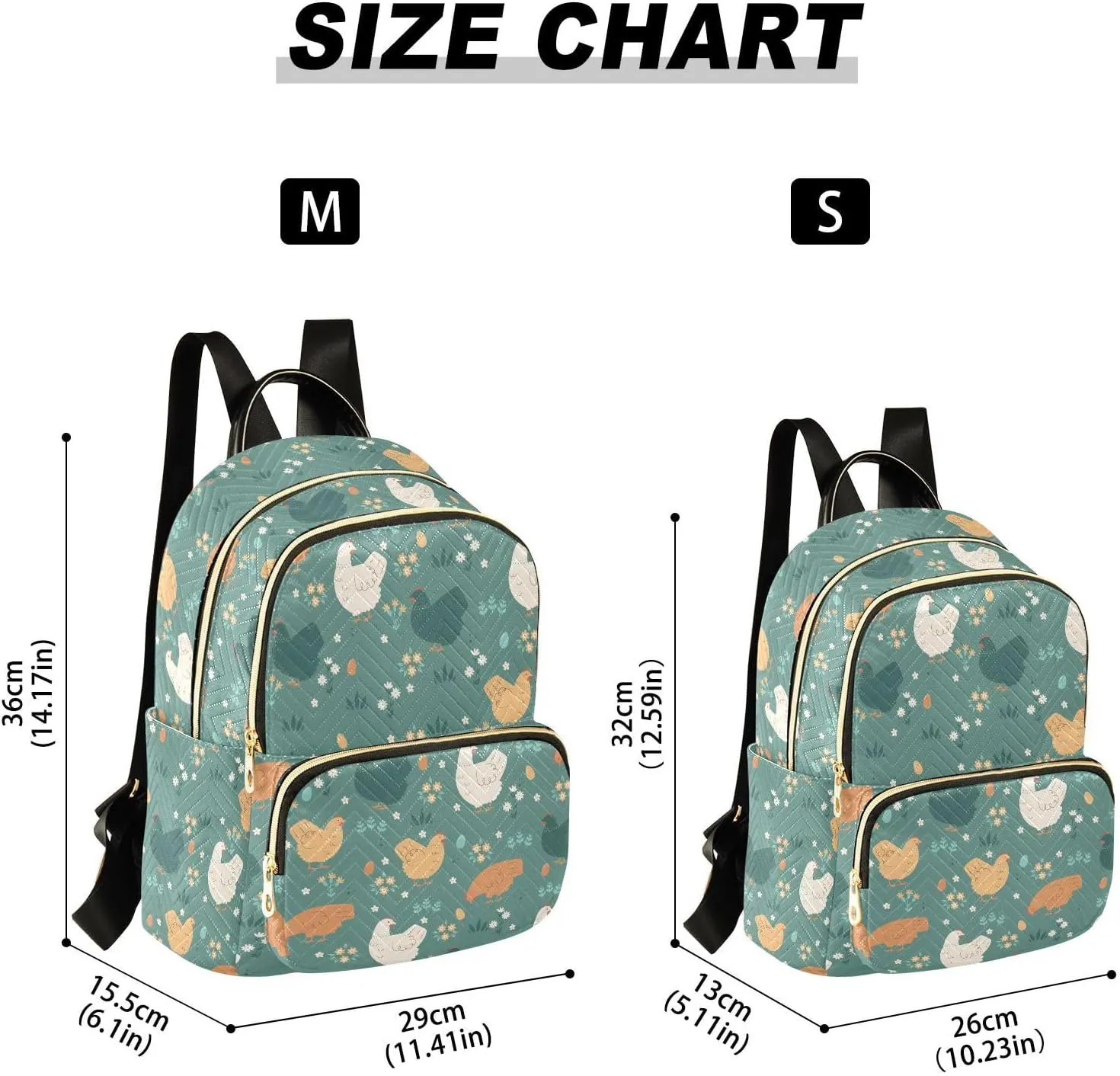 ALAZA Mini Backpack for Women, Green Chicken Flowers Travel Backpack Purse for Ladies, Small Bookbag Daypack Shoulder Bag M