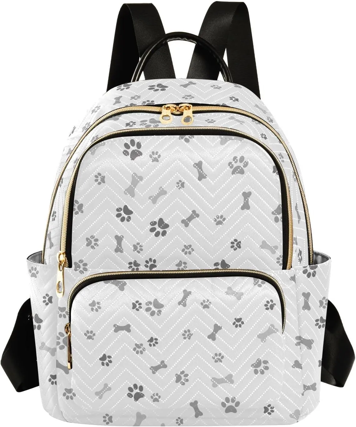 ALAZA Mini Backpack for Women, Grey Dog Paw Bone Travel Backpack Purse for Ladies, Small Bookbag Daypack Shoulder Bag S
