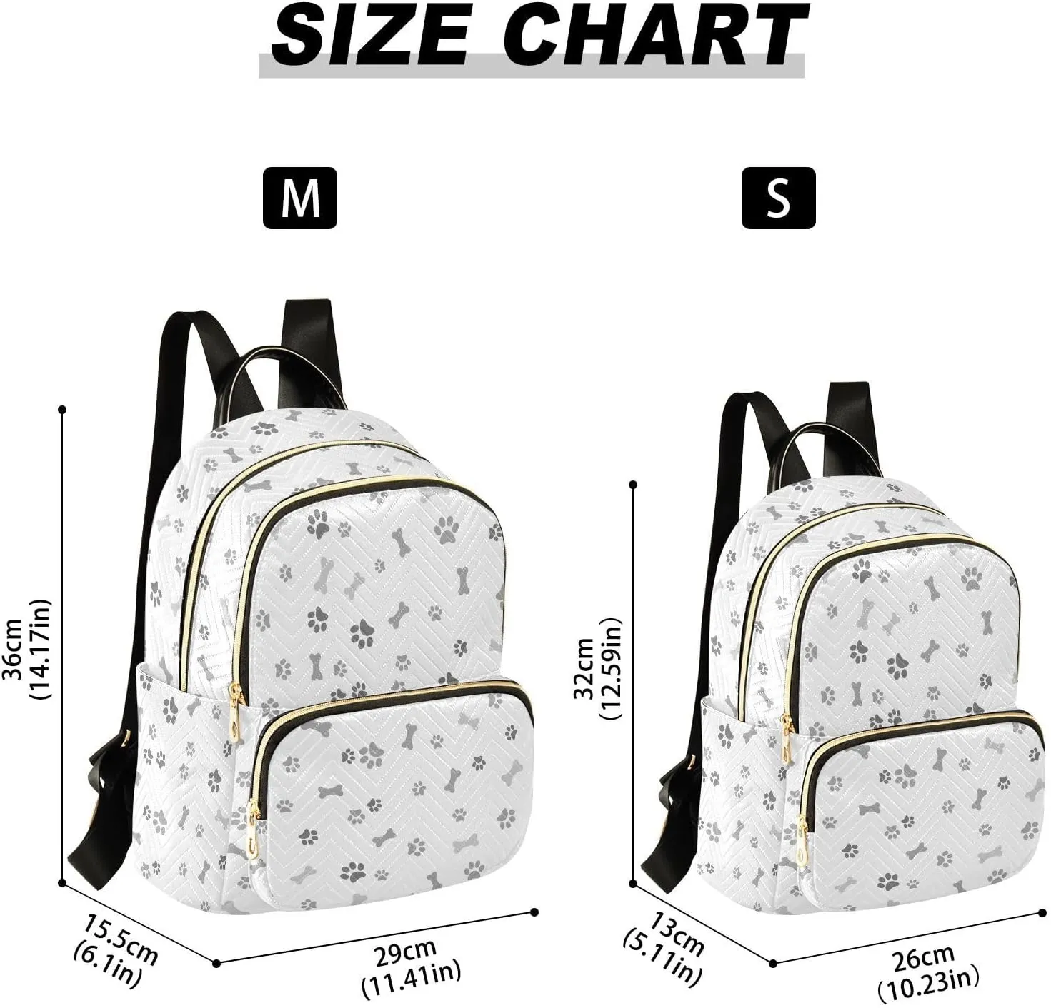 ALAZA Mini Backpack for Women, Grey Dog Paw Bone Travel Backpack Purse for Ladies, Small Bookbag Daypack Shoulder Bag S