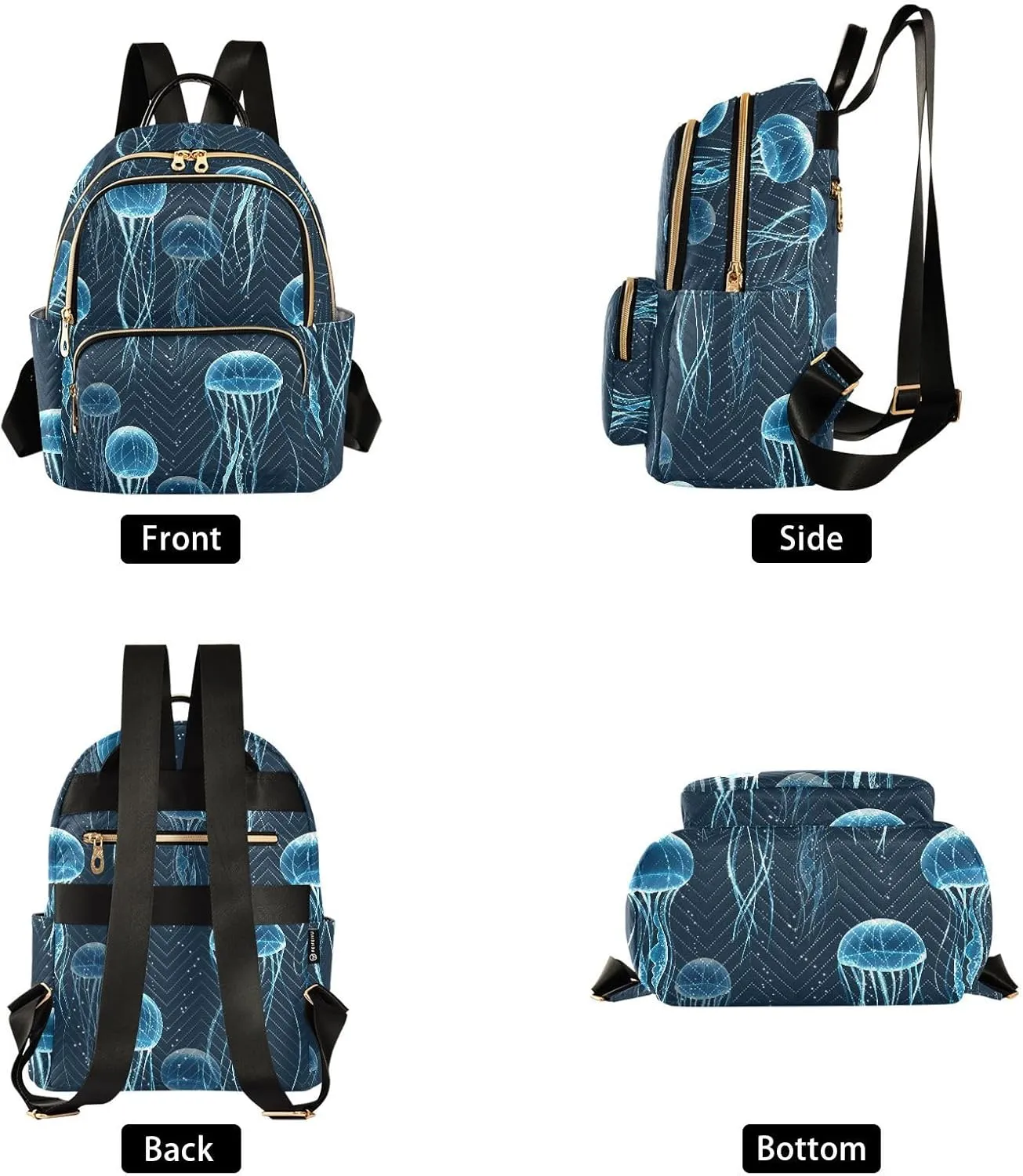ALAZA Mini Backpack for Women, Jellyfish Travel Backpack Purse for Ladies, Small Bookbag Daypack Shoulder Bag M
