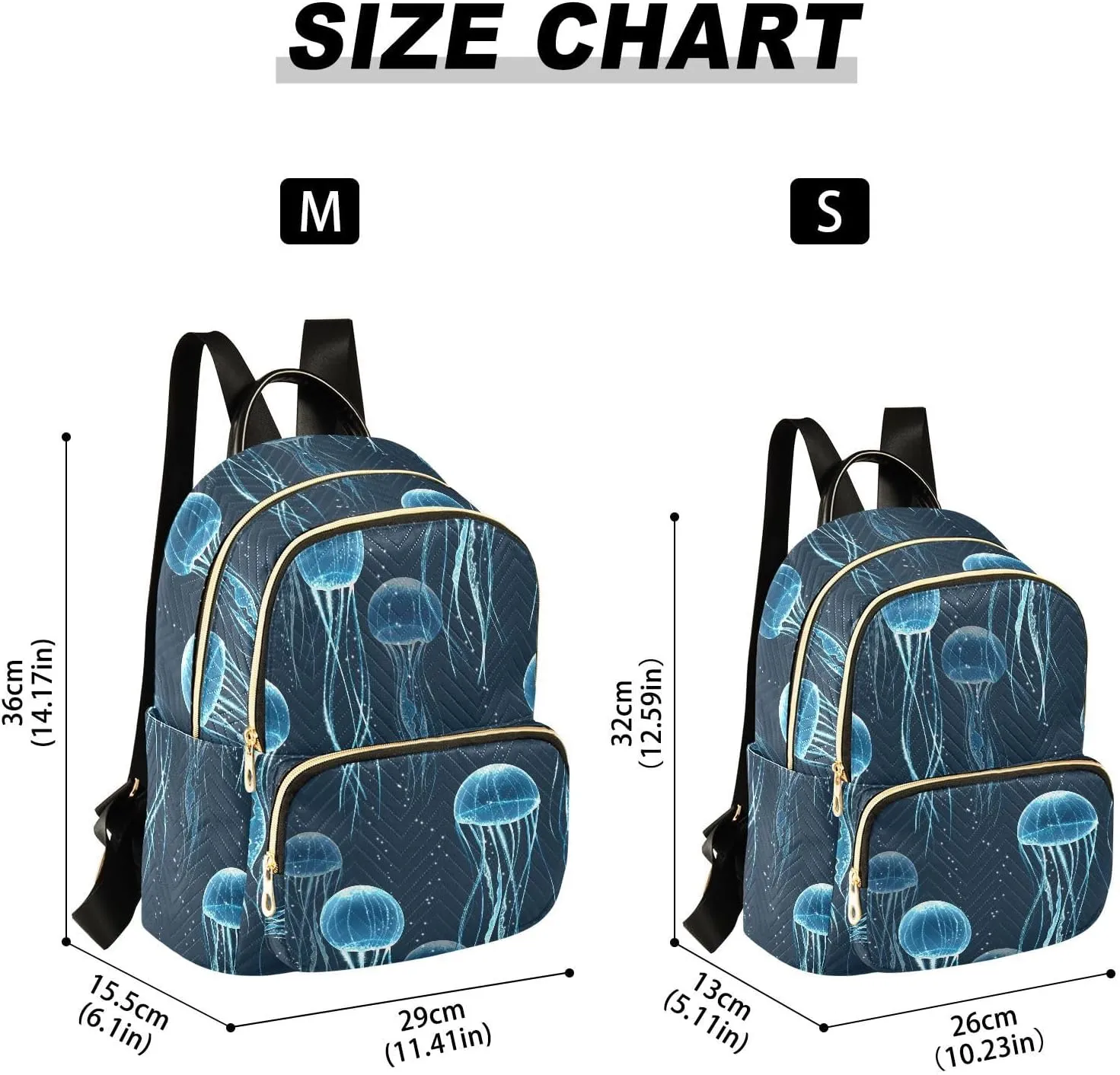 ALAZA Mini Backpack for Women, Jellyfish Travel Backpack Purse for Ladies, Small Bookbag Daypack Shoulder Bag M