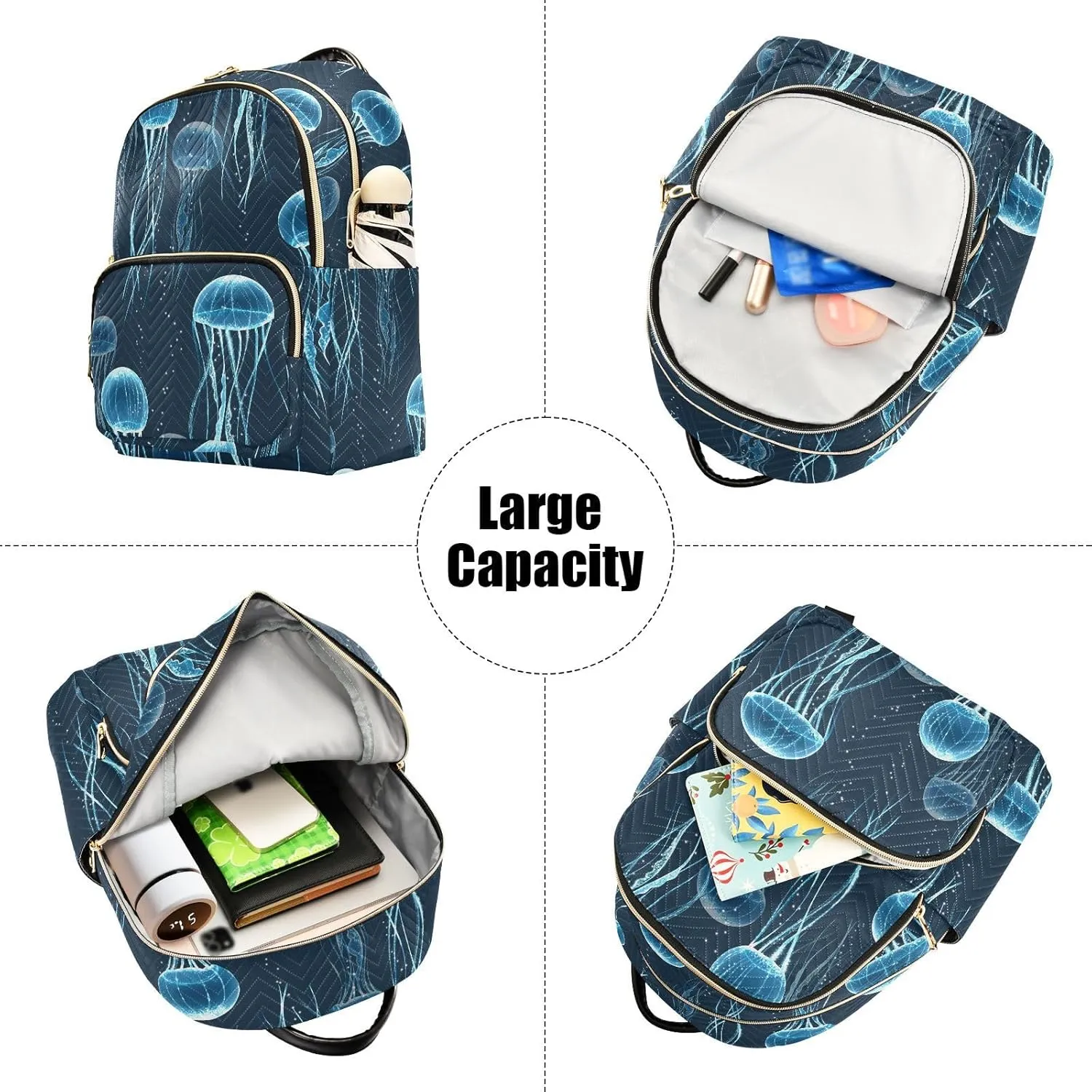 ALAZA Mini Backpack for Women, Jellyfish Travel Backpack Purse for Ladies, Small Bookbag Daypack Shoulder Bag M