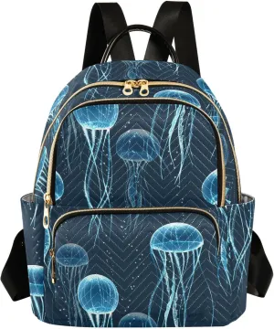 ALAZA Mini Backpack for Women, Jellyfish Travel Backpack Purse for Ladies, Small Bookbag Daypack Shoulder Bag M