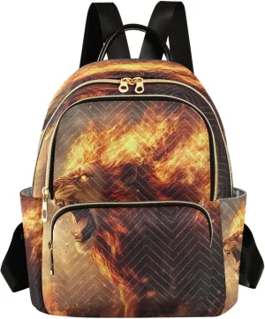 ALAZA Mini Backpack for Women Lion Roar Flame Travel Backpack Purse for Ladies Handbag Shoulder Bag Casual Daypack, M