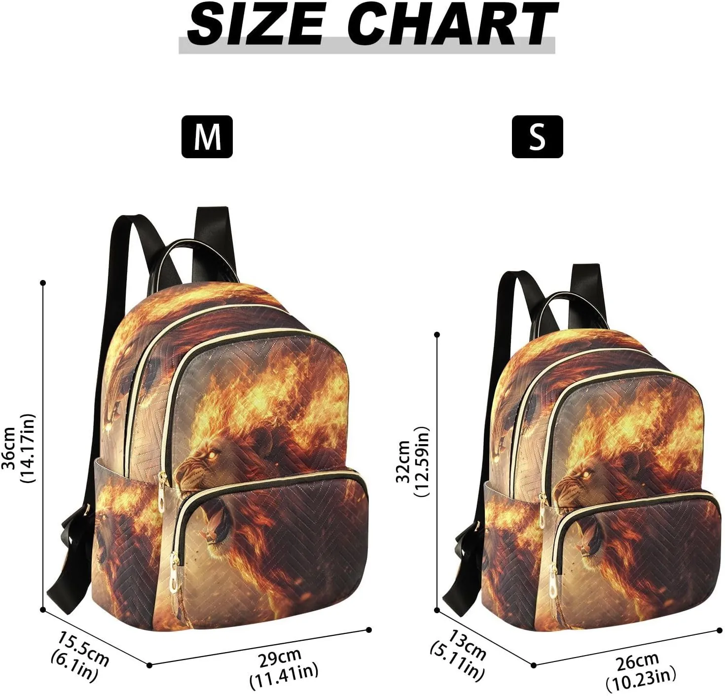 ALAZA Mini Backpack for Women Lion Roar Flame Travel Backpack Purse for Ladies Handbag Shoulder Bag Casual Daypack, M