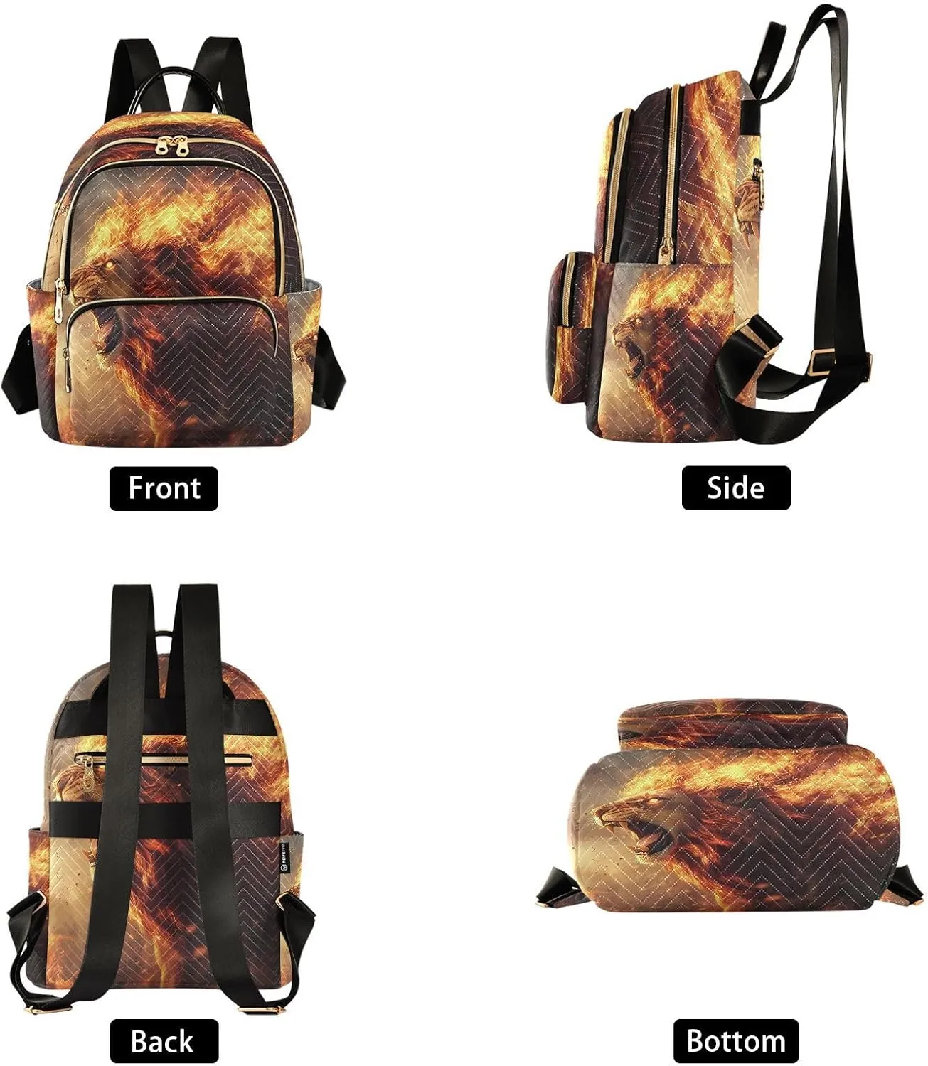 ALAZA Mini Backpack for Women Lion Roar Flame Travel Backpack Purse for Ladies Handbag Shoulder Bag Casual Daypack, M
