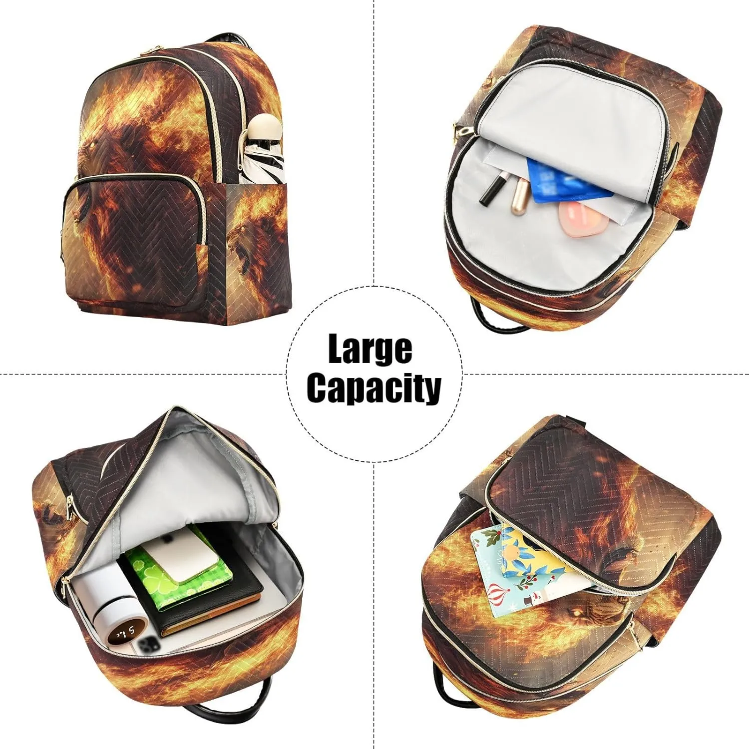 ALAZA Mini Backpack for Women Lion Roar Flame Travel Backpack Purse for Ladies Handbag Shoulder Bag Casual Daypack, M