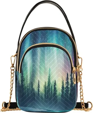 ALAZA Quilted Crossbody Bags for Women,Forest and Snow Wallpaper for Phone Women's Crossbody Handbags Small Travel Purses Phone Bag
