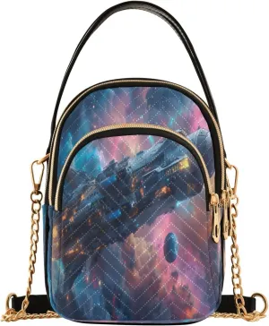 ALAZA Quilted Crossbody Bags for Women,Space Exploration Spacecraft Women's Crossbody Handbags Small Travel Purses Phone Bag